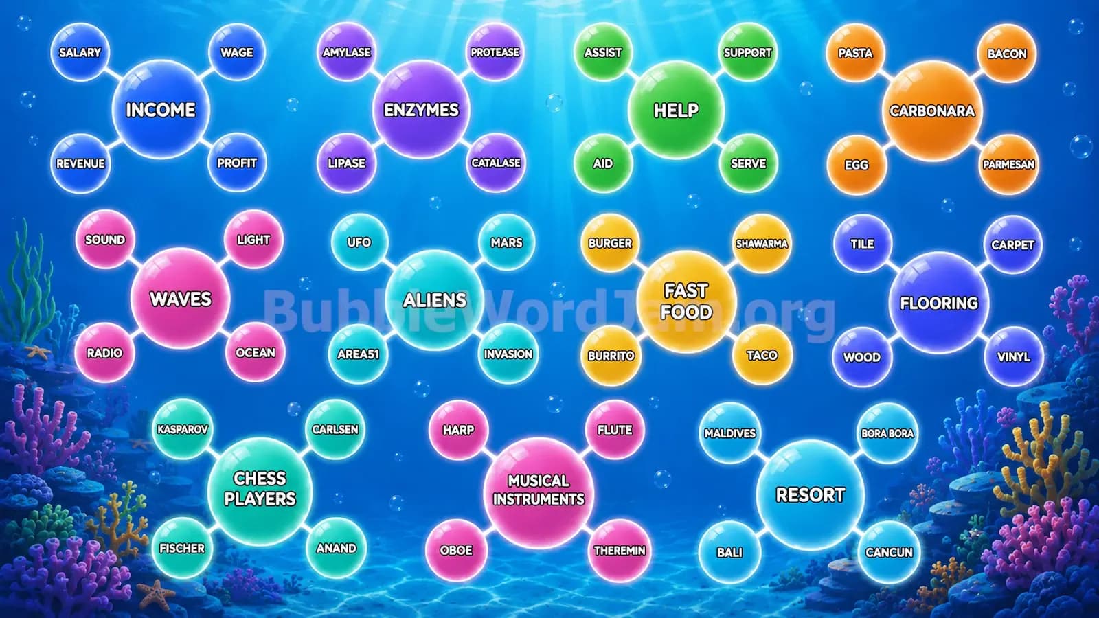 Bubble Word Jam Level 225 Screenshot