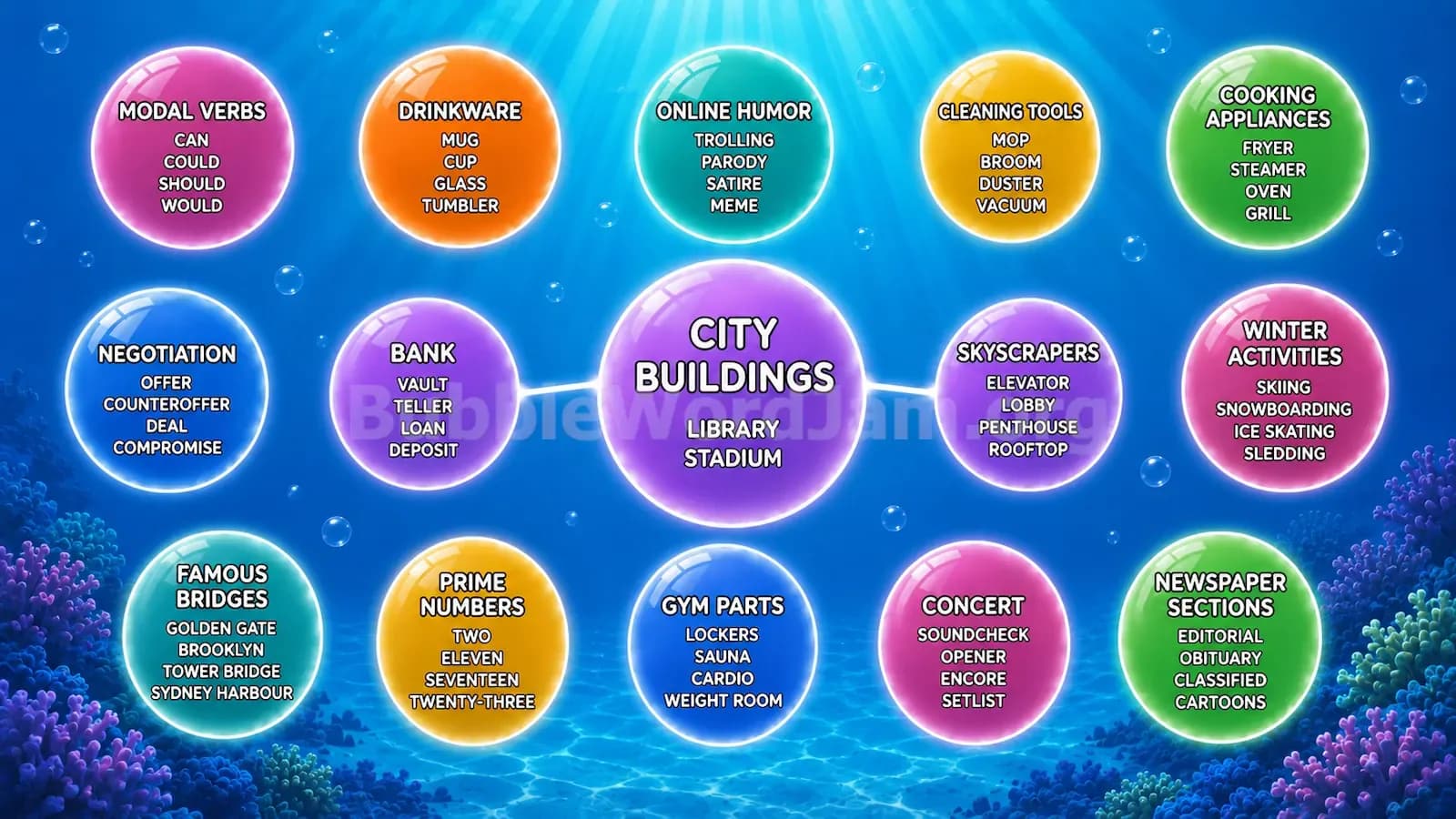 Bubble Word Jam Level 185 Screenshot