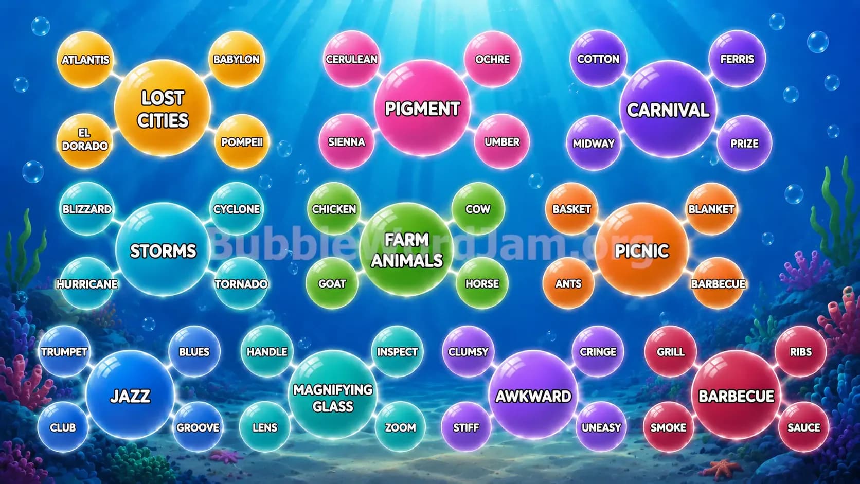 Bubble Word Jam Level 582 Answer, Cheat & Solution