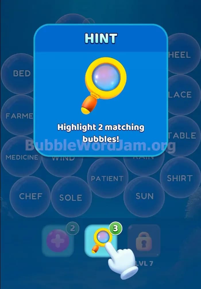 Bubble Word Jam Hint Booster